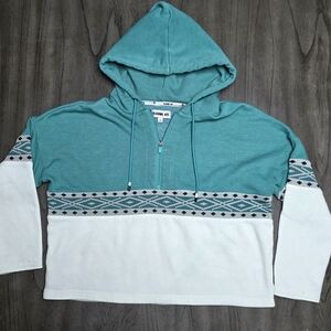 Womens Rank 45 Southwestern Aztec Print Partial Zip Hoodie